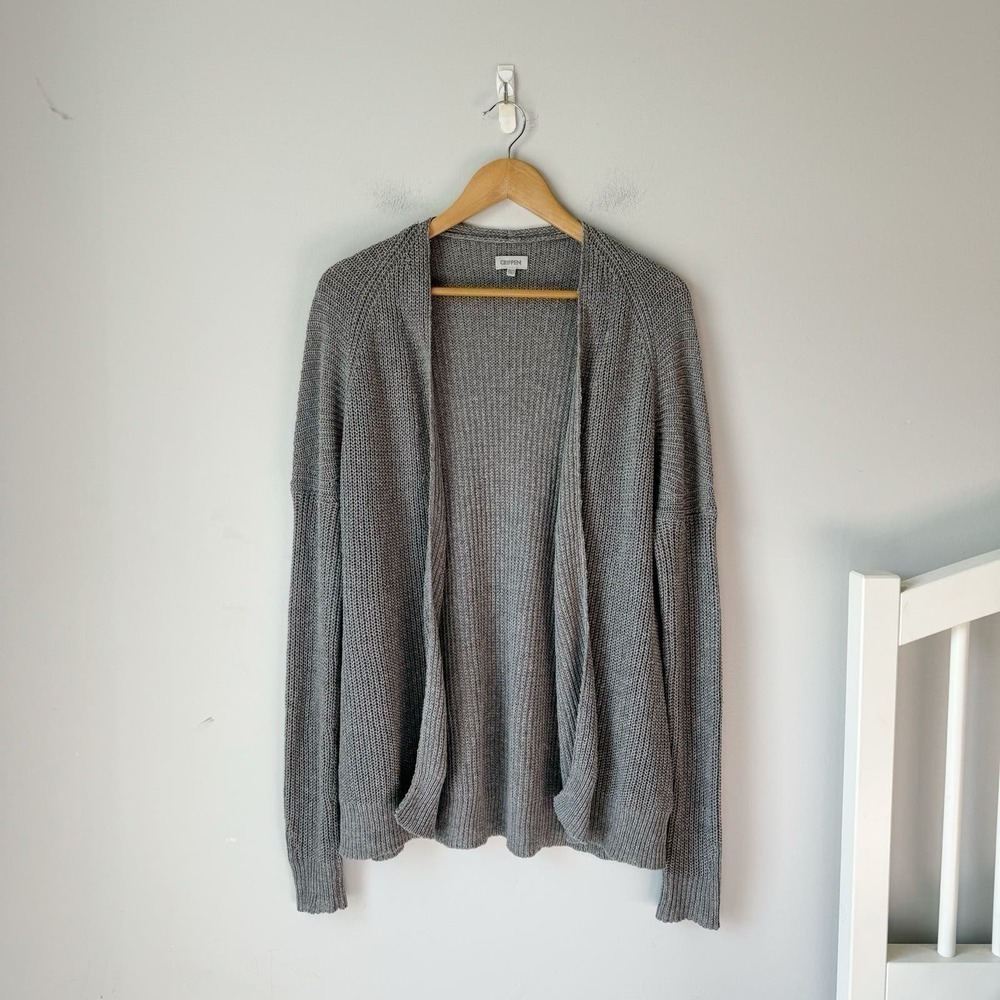 Crippen Women's Gray Linen Cotton Knit Open Front Cardigan Size XS/S